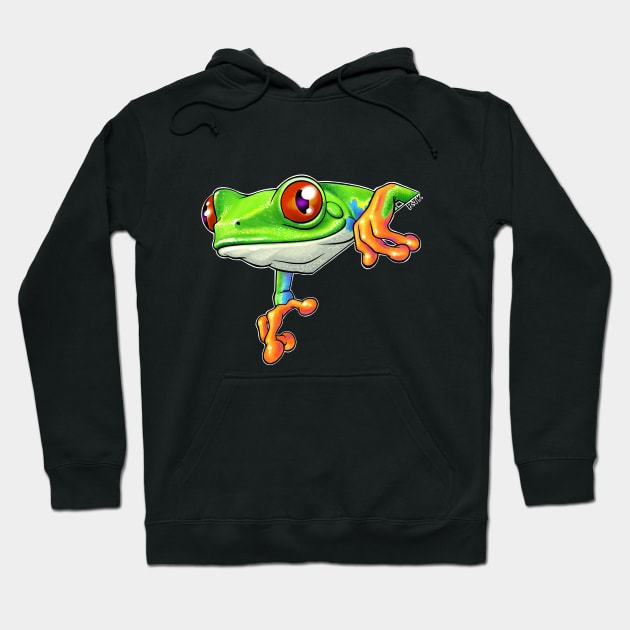 Red Eyed Tree Frog Hanging Out Hoodie by RJKpoyp